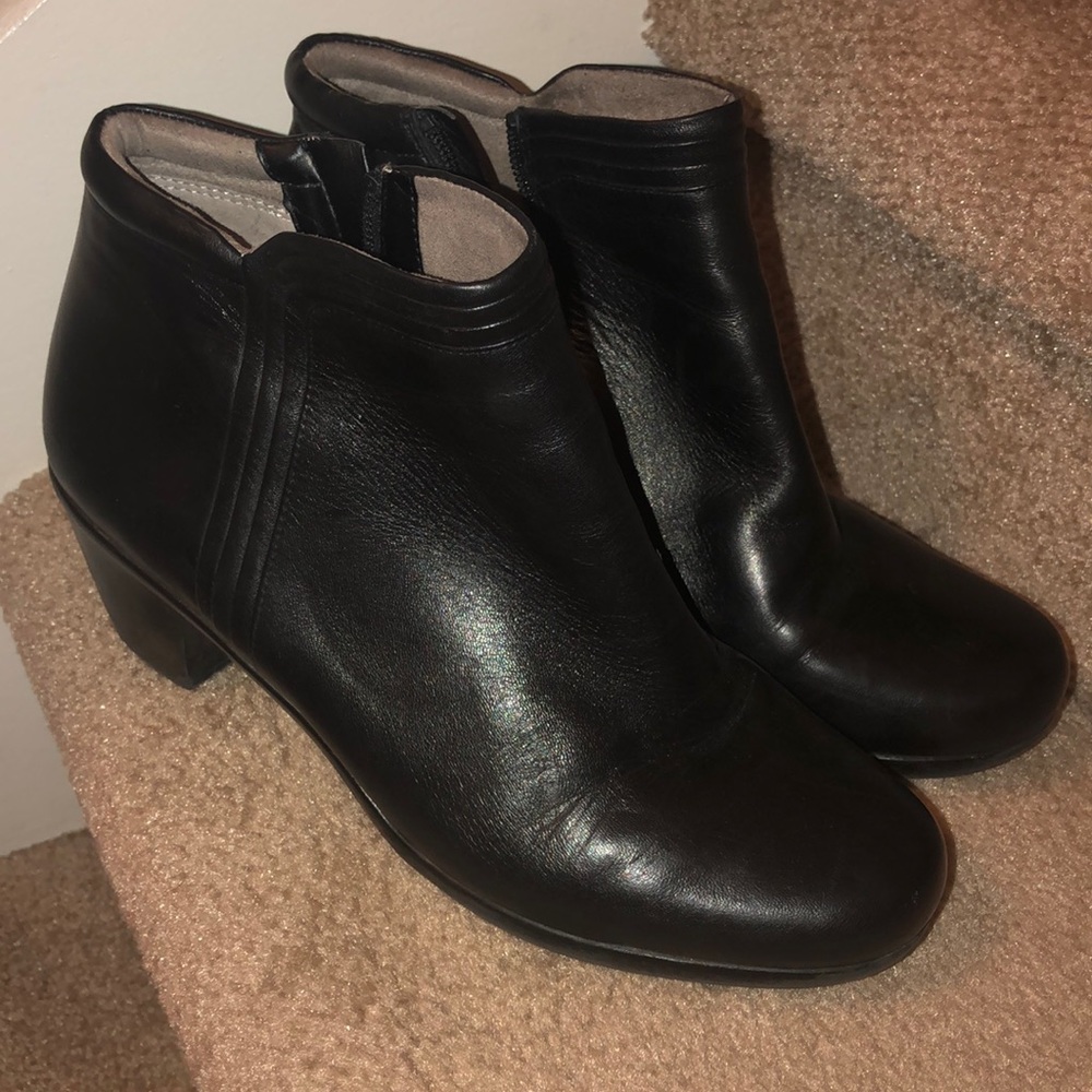 Black leather ankle boots